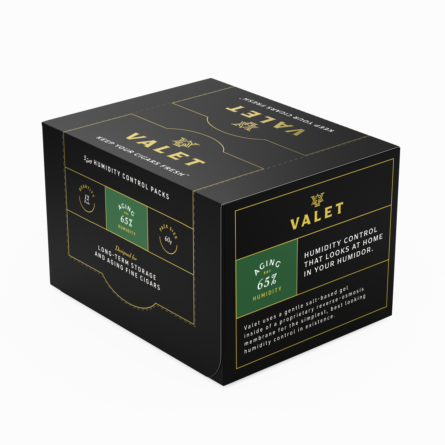 Valet 65% (60 gram), 12 count overwrapped in retail carton